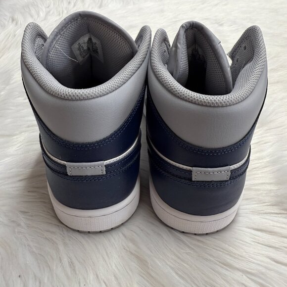 Nike Jordan 1 Mid Wolf Grey Midnight Navy Mens DQ8426-104 VNDS Sz 10 - Picture 5 of 7